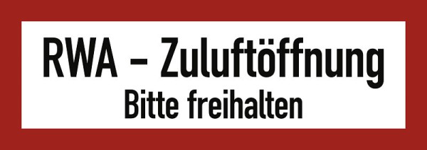 Moedel RWA-Zuluftöffnung Bitte freihalten, Aluminium, 297x105 mm, 94428