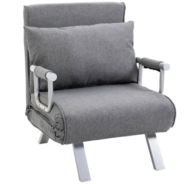 HOMCOM Schlafsofa mit Armlehne Grau 65 x 69 x 80 cm, 833-040V01