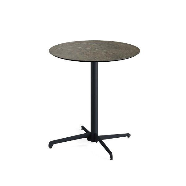 Feros X Cross Terrassentisch Schwarz gestell + Midnight Marble HPL Ø70 cm, 110031670