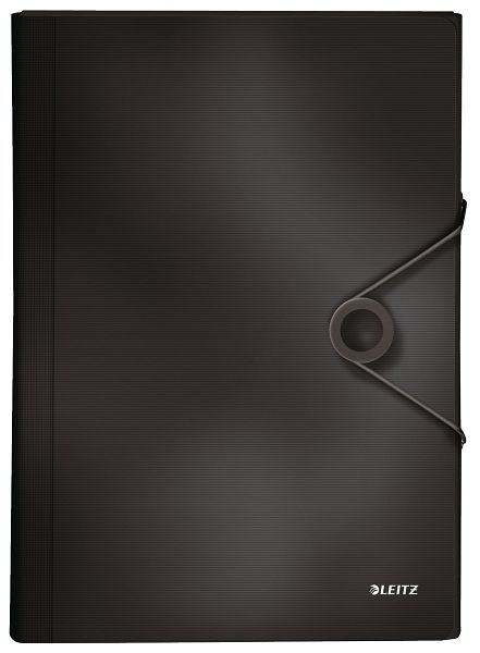 LEITZ 4579 Fächermappe Solid, 6 Fächer, A4, 250 Blatt, PP, schwarz, 4579-10-95