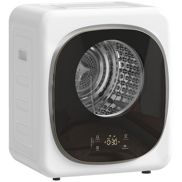 HOMCOM 4 kg Wäschetrockner, kompaktes Design, 5 Modi, Timer, Weiß+Schwarz, B61-017V90WT