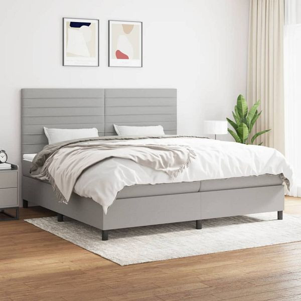 vidaXL Boxspringbett mit Matratze Hellgrau 200x200 cm Stoff, 3141881