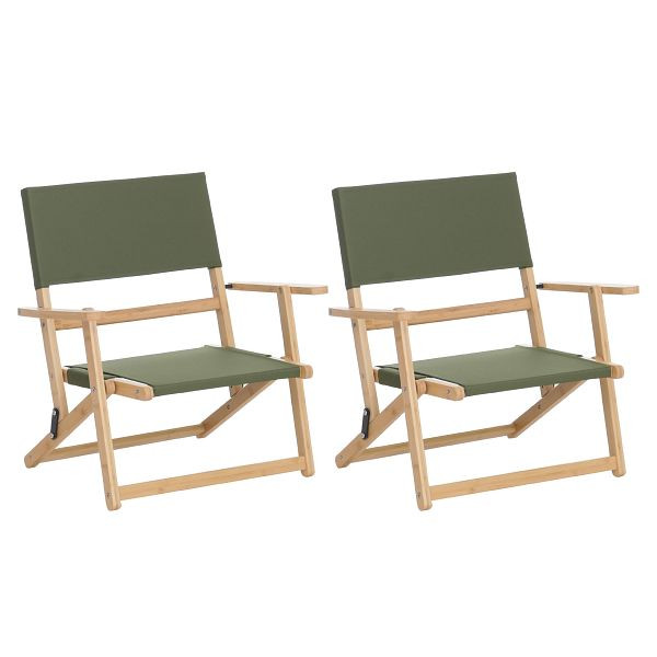 Mendler 2er-Set Bambus Campingstuhl HWC-Q42, Gartenstuhl Balkonstuhl Freizeitstuhl klappbar Outdoor Stoff/Textil, grün, 122896