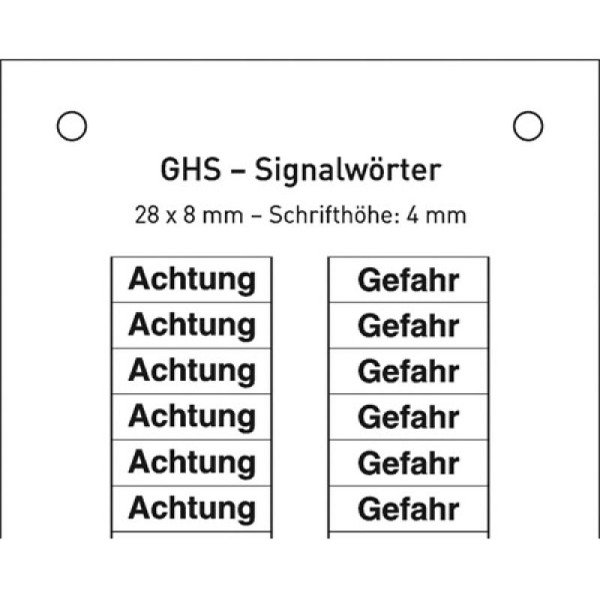 Stein HGS Signalwörter Achtung und Gefahr auf Bogen (40 Stück), selbstklebend, 30.3560