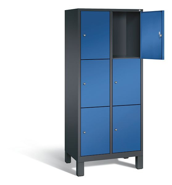 C+P Schließfachschrank Evolo, H1850xB810xT500mm, Farbe: Schwarzgrau / Enzianblau, 48010-223 S10083