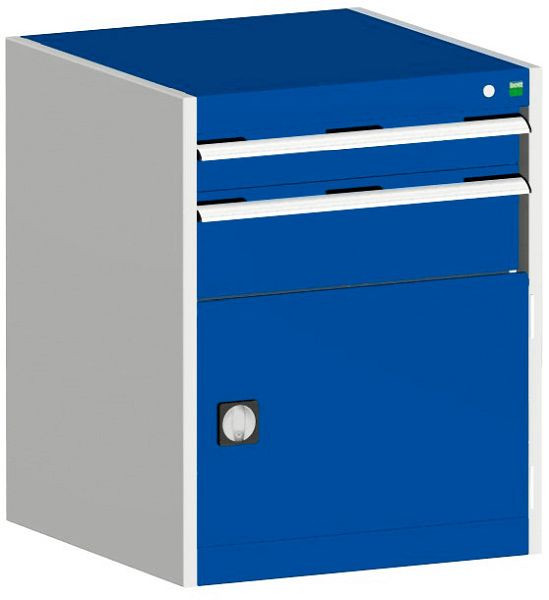 bott cubio Schubladenschrank bestückt mit 2 Schubladen, Tür BxTxH: 650 x 525 x 800 mm, RAL 7035/5010, 40011044.11V