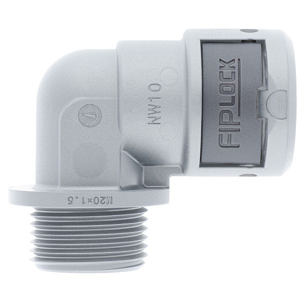 LAPP Schlauchverschraubung FIPLOCK ONE 90° M12X1,5 / 7, grau, VE: 10 Stück, 61804476