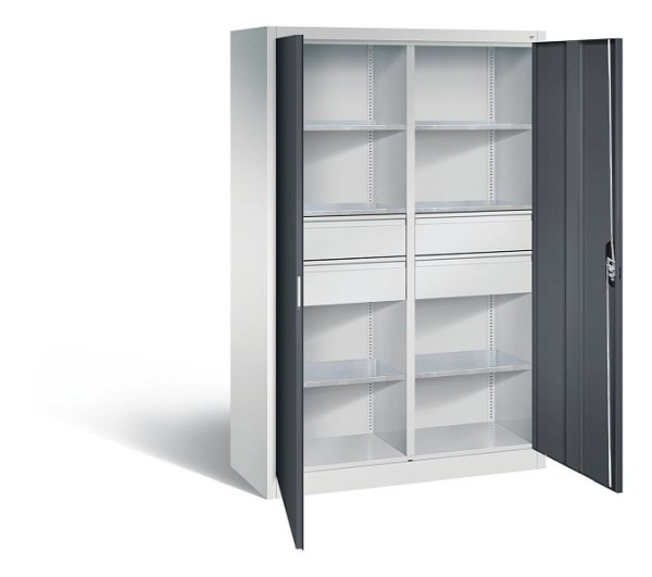 C+P Werkzeugschrank Acurado, H1950xB1200xT500mm, Farbe: Lichtgrau / Schwarzgrau, Muldengriff, 8931-3042 S10254