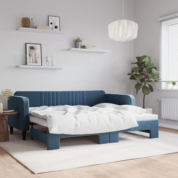 vidaXL Tagesbett Ausziehbar Blau 90x200 cm Samt, 3197062
