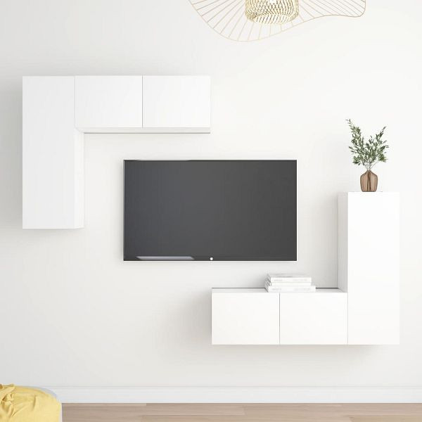vidaXL 4-tlg. TV-Schrank-Set Weiß Holzwerkstoff, 3078689