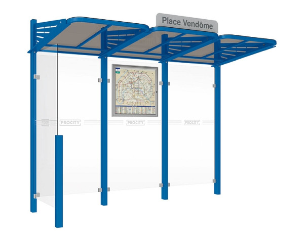 Procity Wartehalle Convi® - Standard - 1 Seitenverkleidung Links, Farbe RAL 5010, 529368.5010