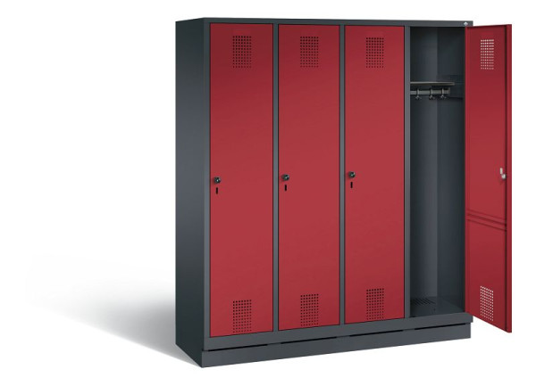 C+P Garderobenschrank Evolo, H1800xB1590xT500mm, Farbe: Schwarzgrau / Rubinrot, 48020-42 S10060