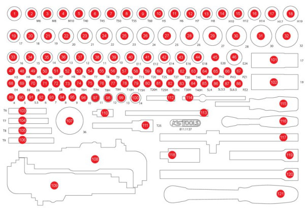 KS Tools Leere Schaumstoffeinlage zu 811.1137, 811.1137-97