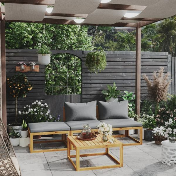 vidaXL 4-teilig Garten-Lounge-Set mit Auflagen Massivholz Akazie, 3057627