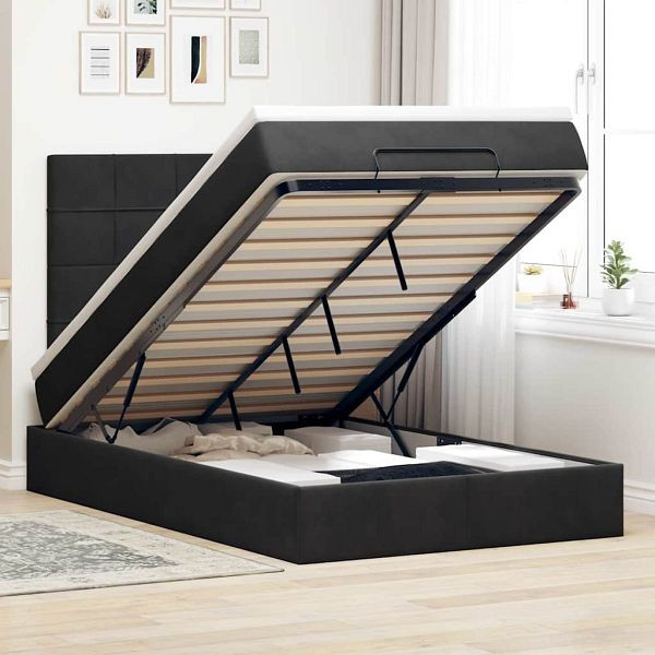 vidaXL Ottoman-Bett mit Matratzen Schwarz 120x190 cm Samt, 3313459