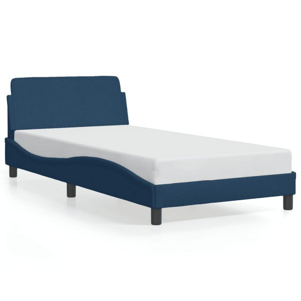 vidaXL Bettgestell mit Kopfteil Blau 100x200 cm Stoff, 373131