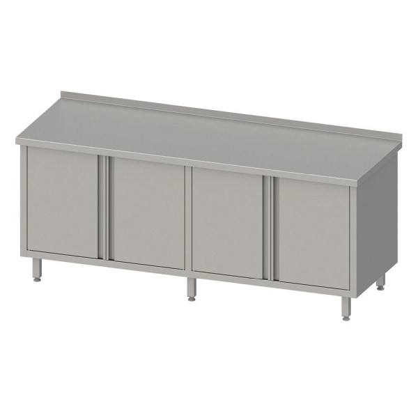 Stalgast Arbeitsschrank mit Flügeltüren 2000x600x850mm, mit Aufkantung, verschweißt, VAS20601A