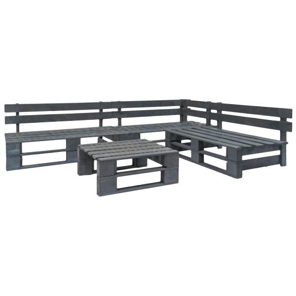 vidaXL 4-tlg. Garten-Sofagarnitur aus Paletten Holz Grau, 276314