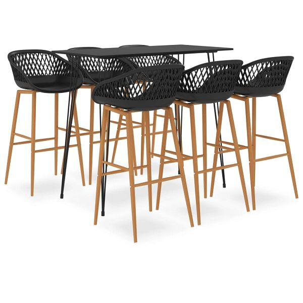 vidaXL 7-tlg. Bar-Set Schwarz, Top-Qualität, modern, zeitgemäß, 3057392
