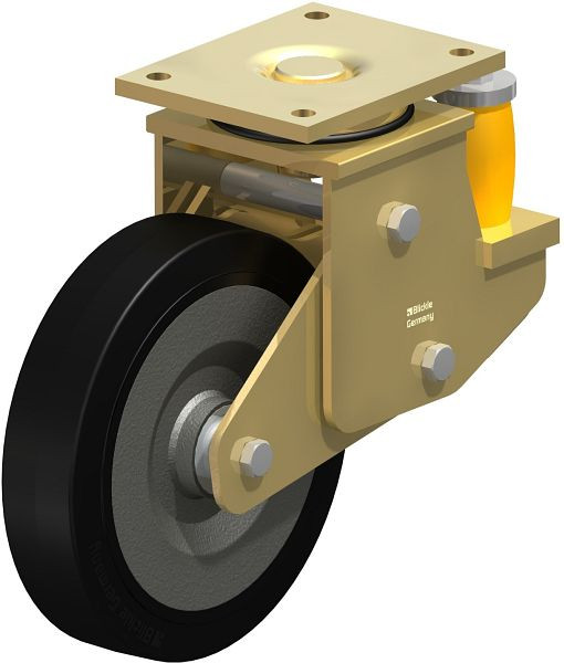 Blickle LSFE-SE 250K Stahlgeschweißte Schwerlast-Lenkrolle mit Polyurethanfeder, Elastik-Vollgummi, Schwarz, 615518