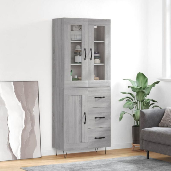 vidaXL Highboard Grau Sonoma 69,5x34x180 cm Holzwerkstoff, 3198695
