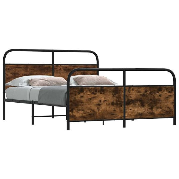 vidaXL Metallbett ohne Matratze Räuchereiche 160x200 cm, 3318638