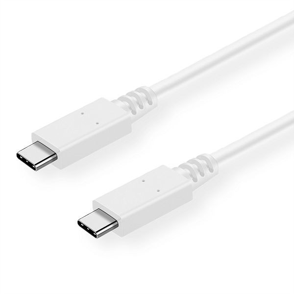 VALUE USB 3.2 Gen 2 Kabel mit PD (Power Delivery), Emark, C-C, ST/ST, weiß, 0,5 m, 11.99.9052