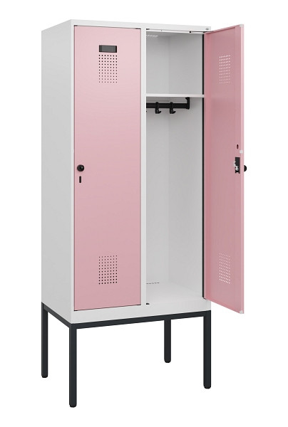 C+P Spind Evolo PLUS, Gestell, 2 Abteile, 1950x800x500mm, 9016/3015, Drehriegel, 0490305-22 S10019
