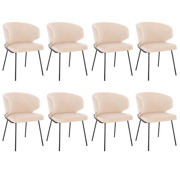 HOME DELUXE Esszimmerstuhl AMARA Samt Beige - Stückzahl: 8, 55993