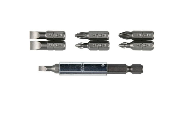 HiKOKI Bithalter 1/4", magnetisch, mit Phillips PH1, PH2, Pozidriv PZ1, PZ2, Schlitz SL4.0, SL5.5, SL6.5 Bits, 752397