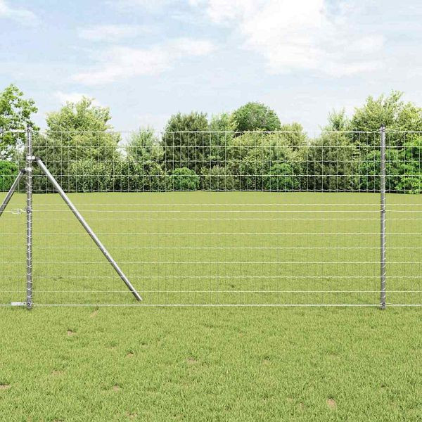vidaXL Eurozaun Silber 1,2 x 25 m Feuerverzinktes Eisen, 42004678