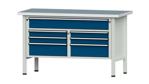 ANKE Werkbänke Kastenwerkbank, Modell 258 V, 1500 x 700 x 890 mm, RAL 7035/5010, UBP 40 mm, 304.137
