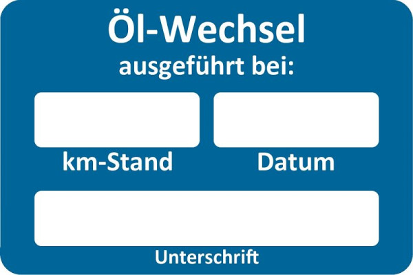 Eichner Kundendienst-Aufkleber, Blau, Text: Ölwechsel ausgeführt, VE: 250 Stück, 9220-00060