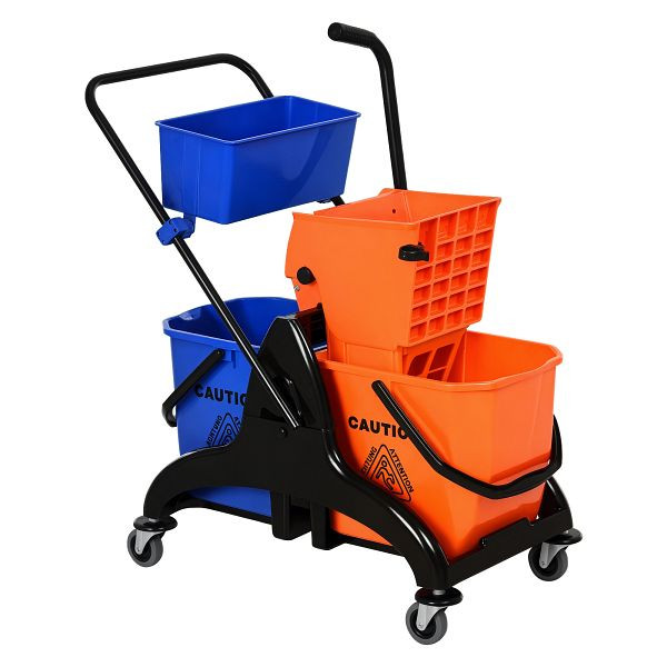 HOMCOM Reinigungseimer, Wischmoppeimer, rollbar, 26 Liter, Kunststoff, Metall, Orange, 720-014OG