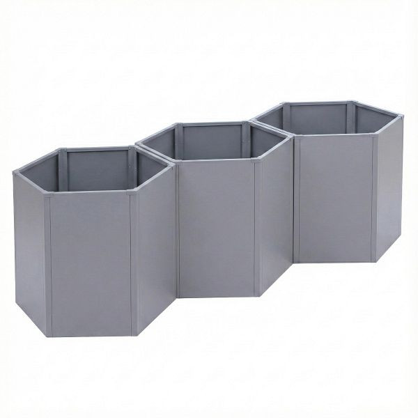 Mendler 3er-Set Hochbeet HWC-P64, Metallhochbeet Gemüse-/Pflanzbeet Blumenkasten Pflanzkübel Stahl 77x264x100cm, grau, 3x119458