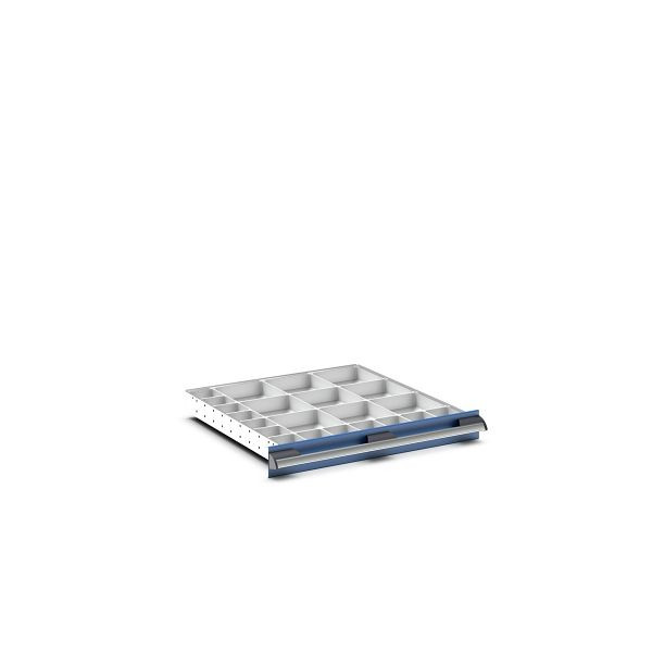 bott cubio Sortiment mit 22 Boxen, BxTxH: 650x650x50mm, Kunststoff / RAL 7035, 43020799