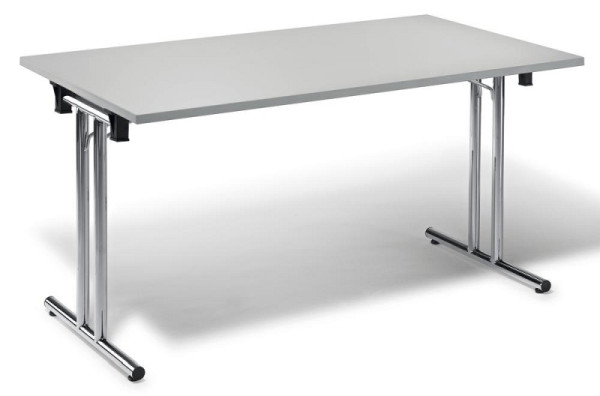 Deskin Klapptisch MODUL, Platte Holzdekor Lichtgrau, Gestell verchromt, B 1600 x T 700 x H 720 mm, 259730