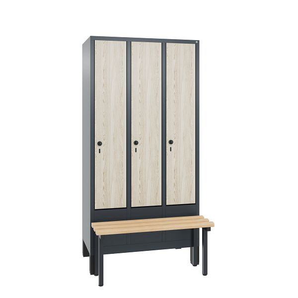 C+P Spind Evolo, 3 Abteile, H1850xB900xT815 mm, Anthrazit/MDF Esche, 48030-30 S10405