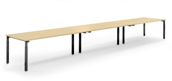 Deskin Konferenztisch System MODUL, Ahorndekor, 6000 x 1000 x 650 mm, Gestell: Schwarz RAL 9005, 348151