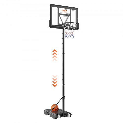 VEVOR Basketballkorb Outdoor 122–305 cm Einstellbare Höhe, Schwarz Wetterbeständig Rostbeständig, Standfuß mit Wasser oder Sand Mobil, LQK44CKWDJ00OBGUSV0