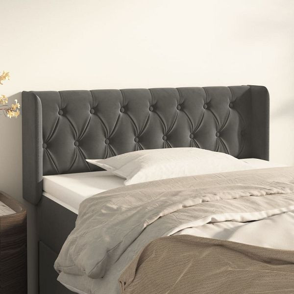 vidaXL Kopfteil mit Ohren Dunkelgrau 93x16x78/88 cm Samt, 3119141