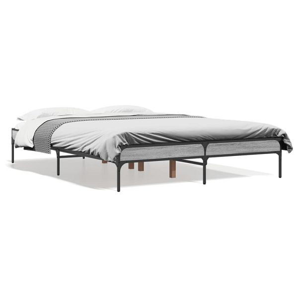 vidaXL Bettgestell Grau Sonoma 120x200 cm Holzwerkstoff und Metall, 845024