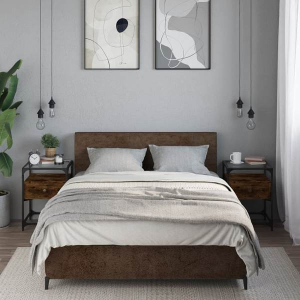 vidaXL Nachttische 2 Stück Räuchereiche 40x40x55 cm Holzwerkstoff, 846079