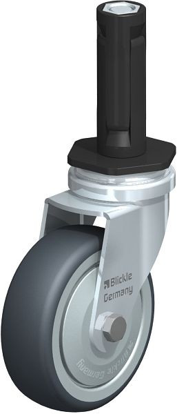 Blickle LRA-TPA 75K-FK-ER02 Apparate-Lenkrolle mit Expander, Thermoplastisches Gummi-Elastomer, Grau, 847819
