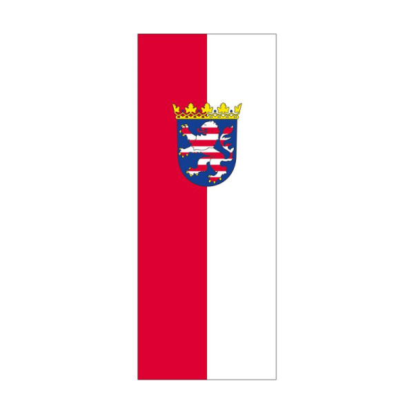 Stein HGS Landesdienstflagge Hessen (mit Wappen), 300x120cm, mit Kunststoff-Karabiner, FlagTop 160 g/m², für Fahnenmasten 7 m ohne Hohlsaum, 26365