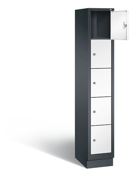 C+P Schließfachschrank Evolo, H1800xB320xT500mm, Farbe: Schwarzgrau / Verkehrsweiß, 48020-105 S10089