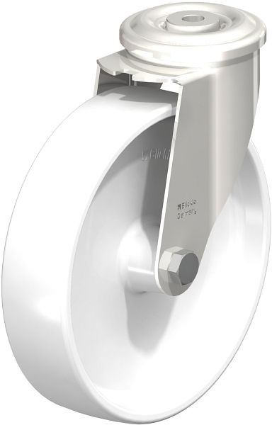 Blickle LEXR-PO 200G Edelstahl-Lenkrolle mit Rückenloch, Polyamid, Weiß, 584292