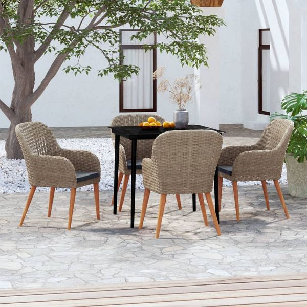 vidaXL 5-teilig Garten-Essgruppe mit Kissen Braun, 3099524