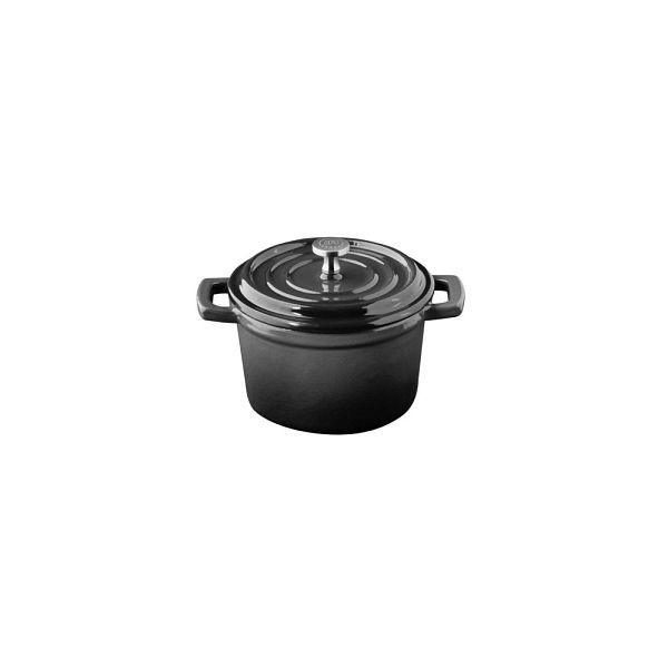 APS Mini-Serviertopf mit Deckel 5 STARS - Gusseisen emailliert, 0,35 Liter, anthrazit, induktionsgeeignet, 88331