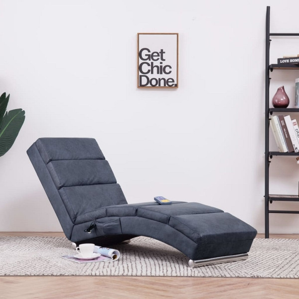 vidaXL Massage Chaiselongue Grau Wildleder-Optik, 281300